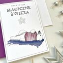 Kartka bożonarodzeniowa „Niedźwiedź z gwiazdą” - ręcznie malowana akwarelami