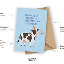 Kartka urodzinowa z krową - muuuczę Ci szczęścia i wszystkiego dobrego!