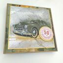 Kartka na 50. urodziny dla mężczyzny retro z pudełkiem (sztalugowa, handmade)