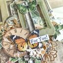 Kartka urodzinowa „For You!” - ręcznie robiona z koronką i kwiatkami (10x18,5 cm)