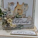 Ręcznie robiona kartka pamiątka chrztu w stylu scrapbooking