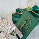 Kartka-pudełko na ślub - butelkowa zieleń