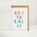 Kartka z gratulacjami tęczowa kolorowa (A6) z ekologiczną kopertą