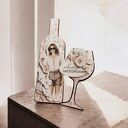 Kartka urodzinowa, butelka wina z kieliszkiem, w pudełku z okienkiem