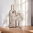 Kartka urodzinowa, butelka wina z kieliszkiem, w pudełku z okienkiem