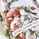 Kartka Golden Summer Days - ręcznie robiona z koronką i kwiatami