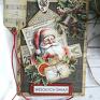 święta upominek czerwone świąteczna z mikołajem kartka vintage