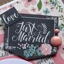 Cynamonowe kartki shabby chic just married kwiaty życzenia ślubne