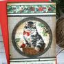pomysł na prezenty święta kartka świąteczna z kotem z ładna
