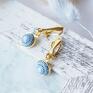klipsy: Złote wygladające jak kolczyki, blue mosaic - wygodne minimalistyczna biżuteria