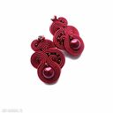 Bordowe kolczyki soutache