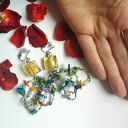Kolorowe, wiszące klipsy boho Folk z szklanymi akcentami - Ruda Klara