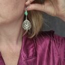 Zielone klipsy boho z czaszką - ręcznie robiona biżuteria