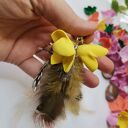 Klipsy lekkie kwiaty i pióra - boho etno Ruda Klara