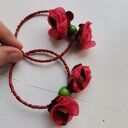 Lekkie klipsy koła kwiatowe w stylu folk i etno - handmade Ruda Klara