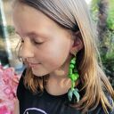 Klipsy koła w zieleni z kwiatami - boho etno folk Frida