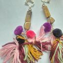 Długie kolorowe klipsy z chwostami - biżuteria boho handmade