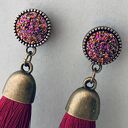 Klipsy Ida z chwostami bordo - boho handmade