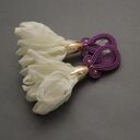 fioletowo-białe klipsy sutasz z kwiatkami