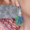 Duże klipsy etno boho z dzianiny w stylu folk