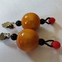 Autorskie klipsy etno-boho Ruda Klara - kolorowe drewno folk (box x1)