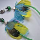 Klipsy lekkie kolorowe długie pióra, niezwykle widowiskowe polecam