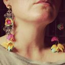 Klipsy kwiatowe ażurowe boho lekkie box x1