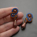 cynamonowo - kobaltowe klipsy sutasz