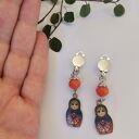Handmade klipsy Matrioszki Box x1 Ruda Klara w stylu folk, etno i boho