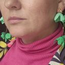Klipsy boho folk z zielonymi kwiatami - lekkie i długie