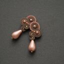 Brązowo-różowe klipsy sutasz - eleganckie wiszące handmade