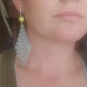Ręcznie robione żółte klipsy boho etno folk - lekkie i długie