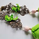 Klipsy długie ażurowe - lekkie boho koronka z kwiatami