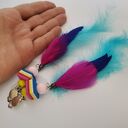 Klipsy ja kocham tęczę to z szarością się męczę - pióra długie etno boho