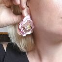 Beżowe klipsy kwiatowe folk handmade - lekkie jesienne