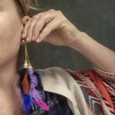 Duże, lekkie piórkowe klipsy boho - wyrazista biżuteria bez przekłuwania