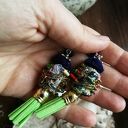 Klipsy etno boho z chwostami - rękodzieło Ruda Klara