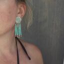 Lekkie kolorowe klipsy boho z turkusowymi koralikami