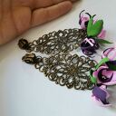 Klipsy etno boho folk Frida - kwiaty na klipsach (handmade)