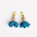 Ręcznie robione klipsy - niebieskie kwiaty i skarabeusz