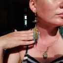 Długie klipsy boho etno Frida z piórami i frędzlami - Ruda Klara