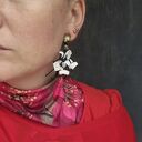 Klipsy białe kwiaty - leciutkie klipsy handmade boho