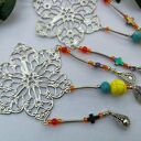 klipsy długie, azurowe, wiosenne, lekkie, polecam box x1