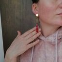 Lekkie klipsy z koralem - boho frędzle Ruda Klara