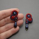 granatowo - czerwone klipsy sutasz