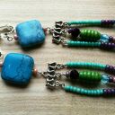 Duże boho klipsy orientalne wiszące kolorowe - box x1