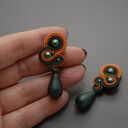 zielono - pomarańczowe klipsy sutasz