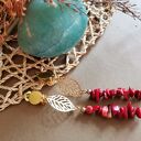 Lekkie klipsy z koralem - boho frędzle Ruda Klara