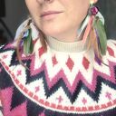 Klipsy z piórami boho - pojedynczy egzemplarz, różowo-zielony klimat