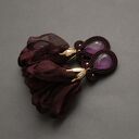 ciemnobordowe klipsy sutasz z kwiatkami